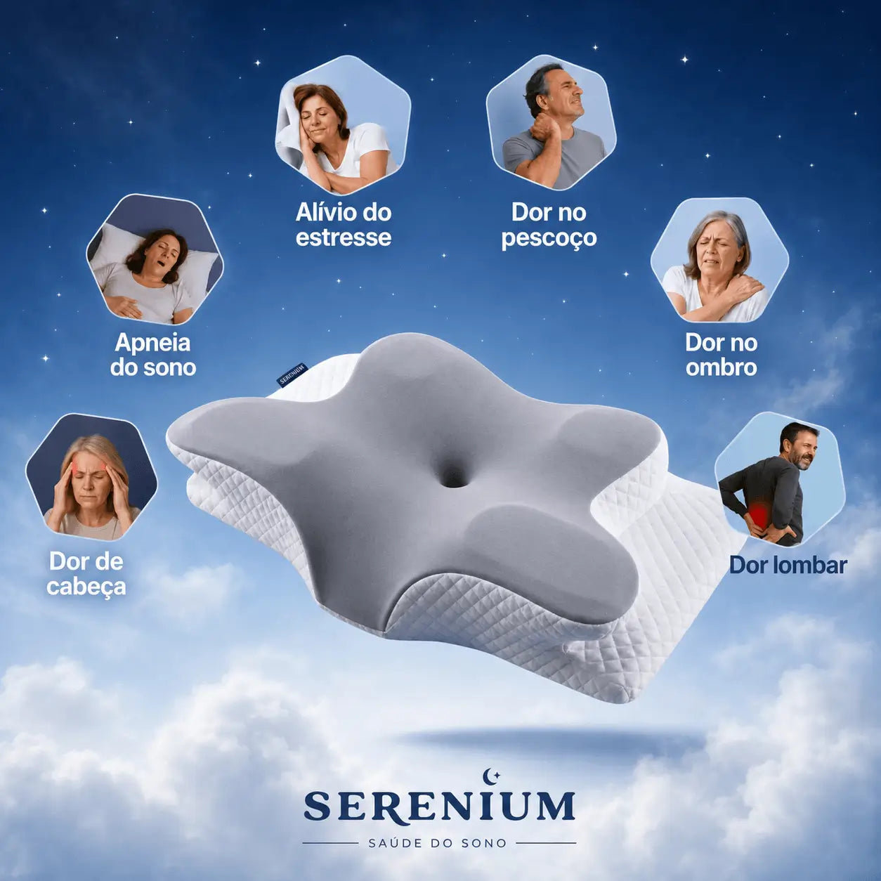 Travesseiro Ortopédico Serenium® - Espessura Reforçada + Suporte Preciso